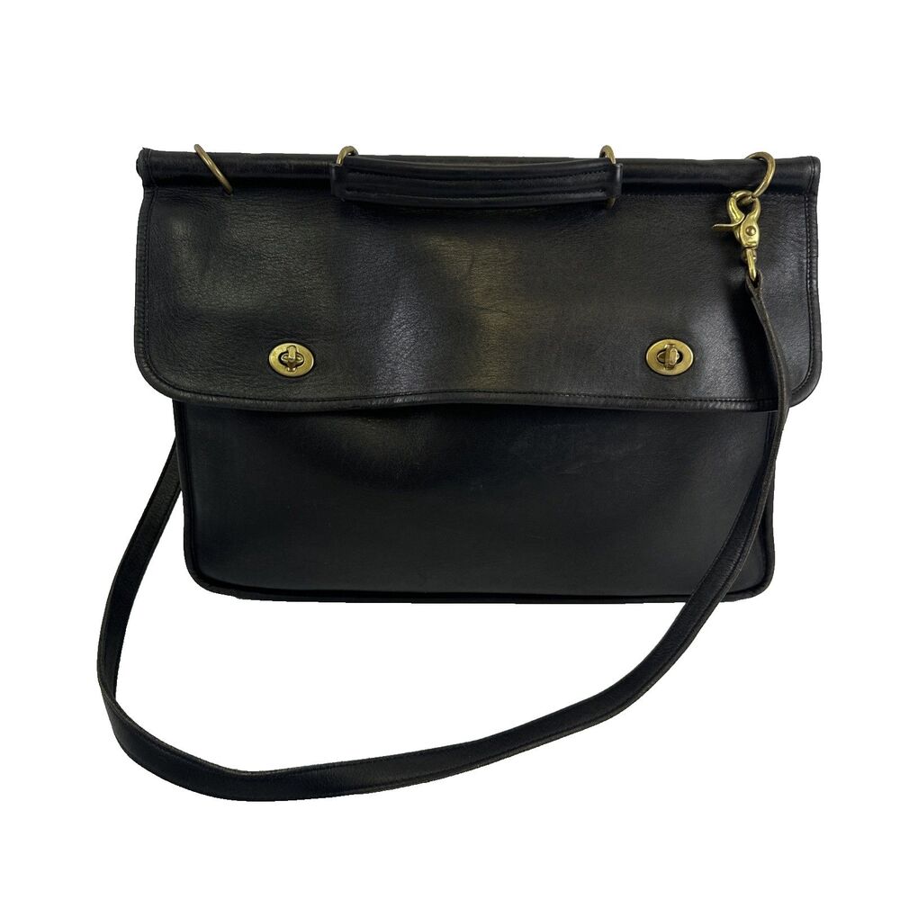 Laura USA Leather Messenger Bag Flap Double Turn Locks Satchel Vintage Briefcase